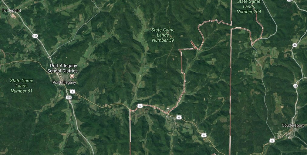 Cellular coverage in Roulette Township, Pennsylvania