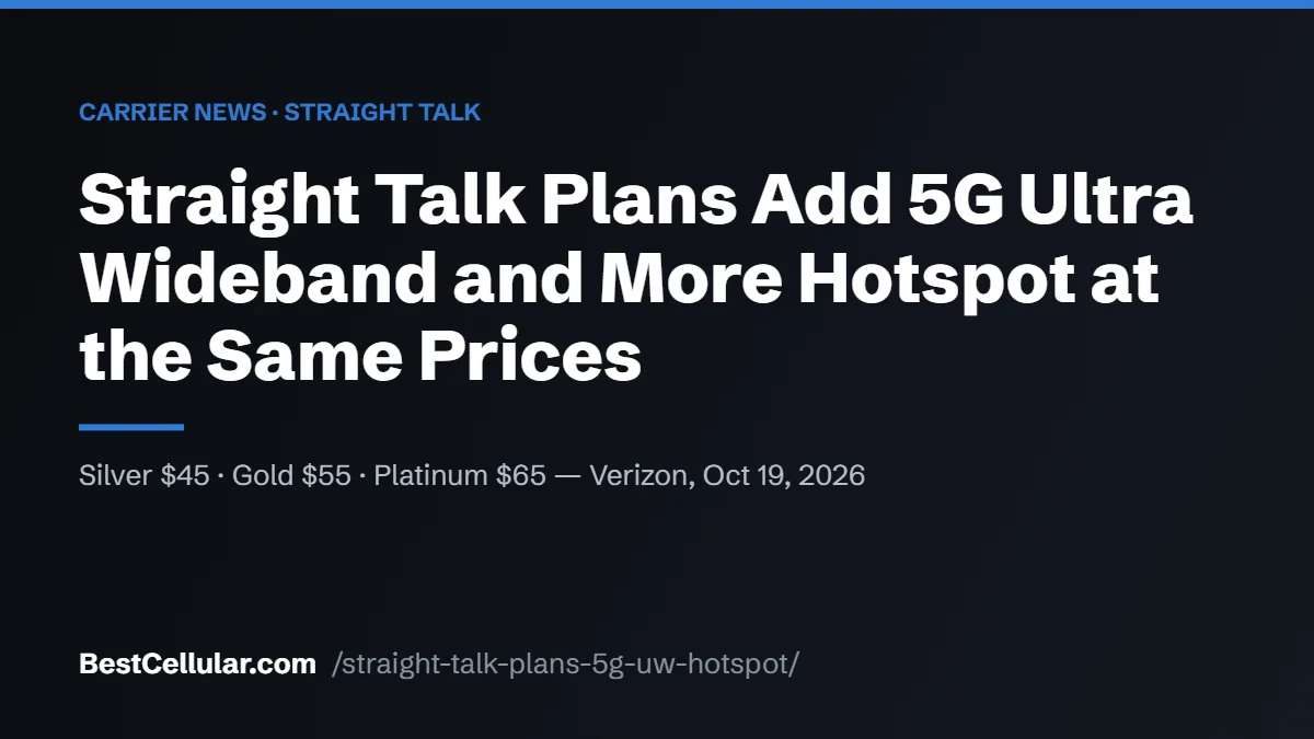 Straight Talk plans news card: Straight Talk adds 5G Ultra Wideband and more hotspot data at the same prices